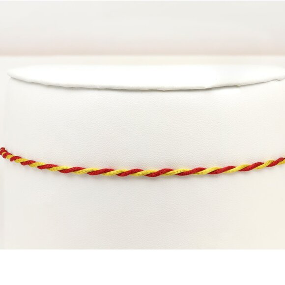 Yellow Red Thread Necklace Choker Adjustable Length Twisted Design Chokers - Picture 5 of 11